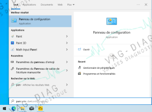 Menu démarrer Windows Panneau de Configuration Menu démarrer Windows recherche Panneau de Configuration